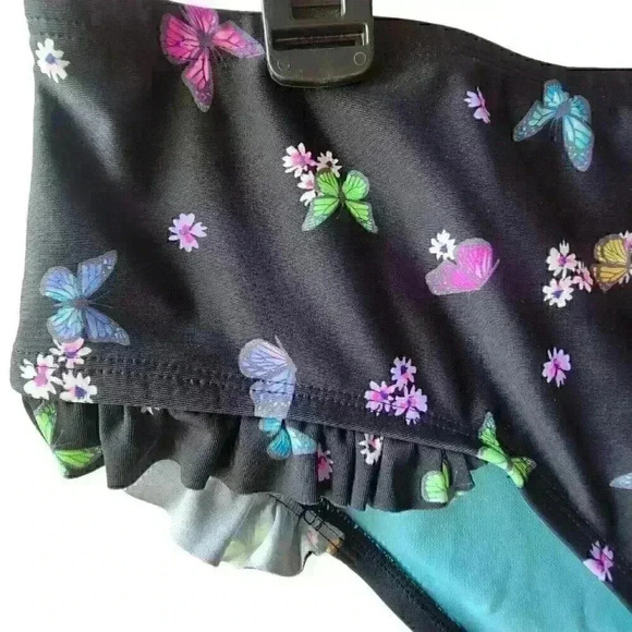 California Waves Plus Fly Away Black Multi Bikini Bottom Size 16/18 Butterfly - Picture 4 of 8